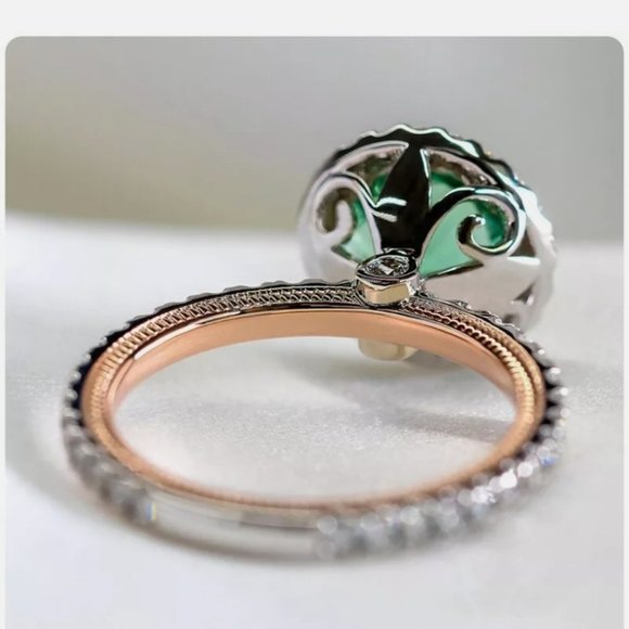 ☆☆New two tone s925 simulated emerald women Ring♡ - Picture 2 of 5